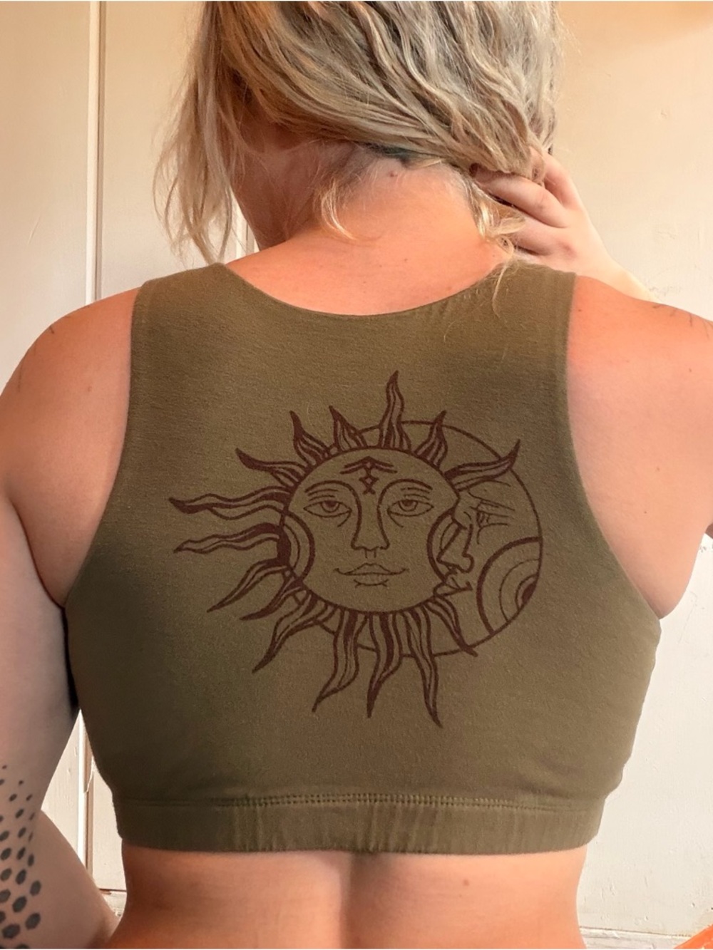 Sun and Moon Olive Green Racerback Crop Top